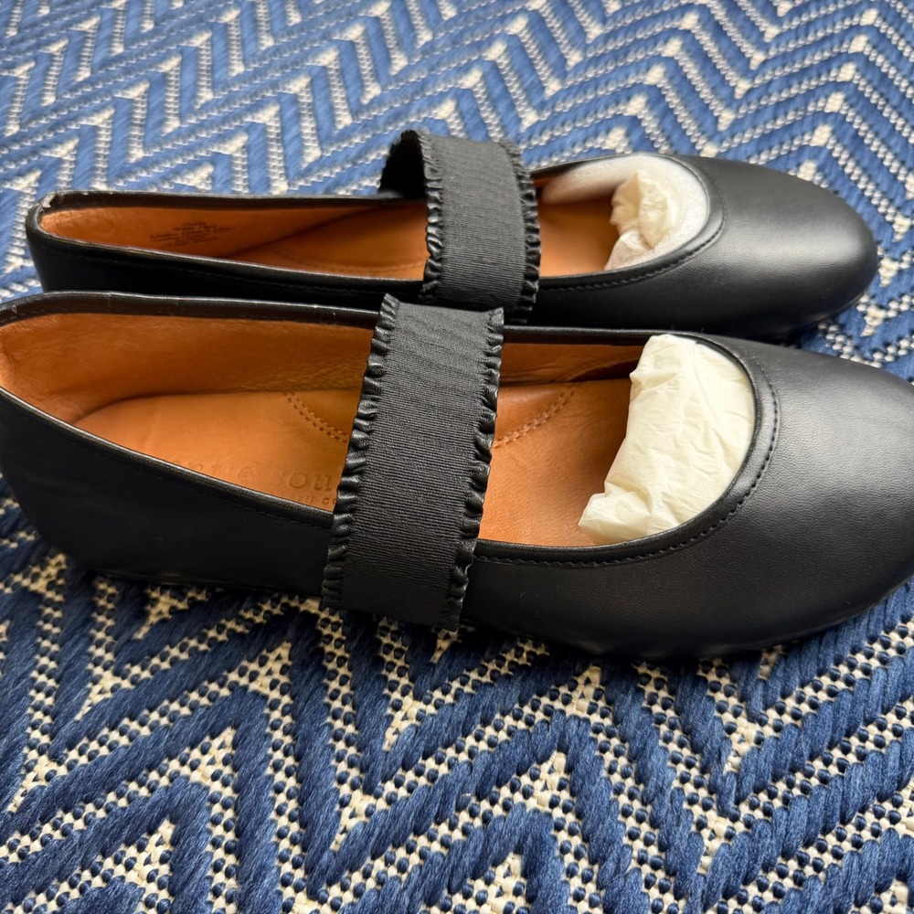 Gentle Souls Gabby Ballet Flats Womens 7.5M Black Leather Strap